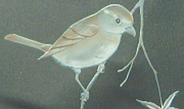 小鳥のガラス彫刻